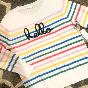 HELLO Rainbow Multi Striped Lightweight Sweater